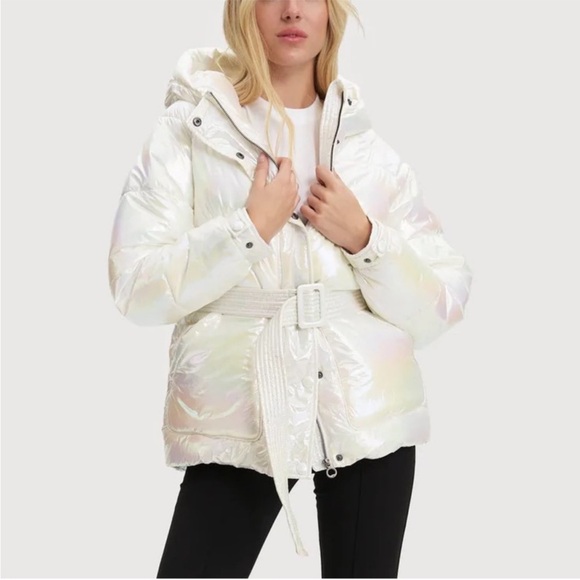 NOIZE Bonita Metallic Puffer XXL Opal Iridescent Coat BNWT Discontinued - Picture 2 of 11